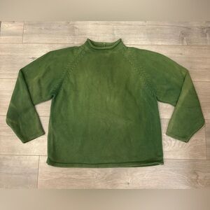 Vintage J Crew Sweater Mens Large Green Roll Neck Fisherman Knit Wool Oarsman